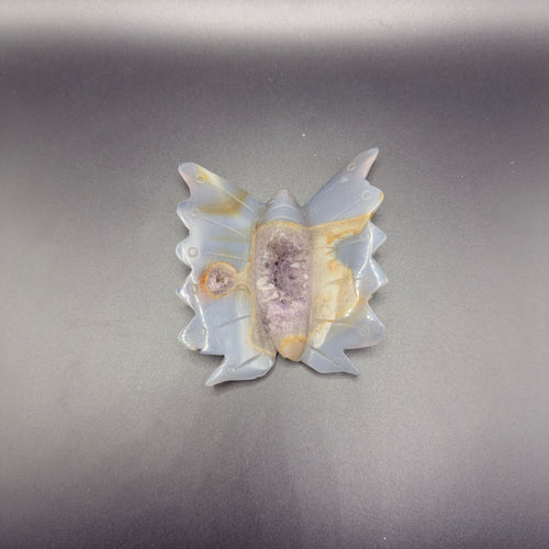Agate Butterfly with Druzy Amethyst Centre | Balance & Stability | Crystals UK