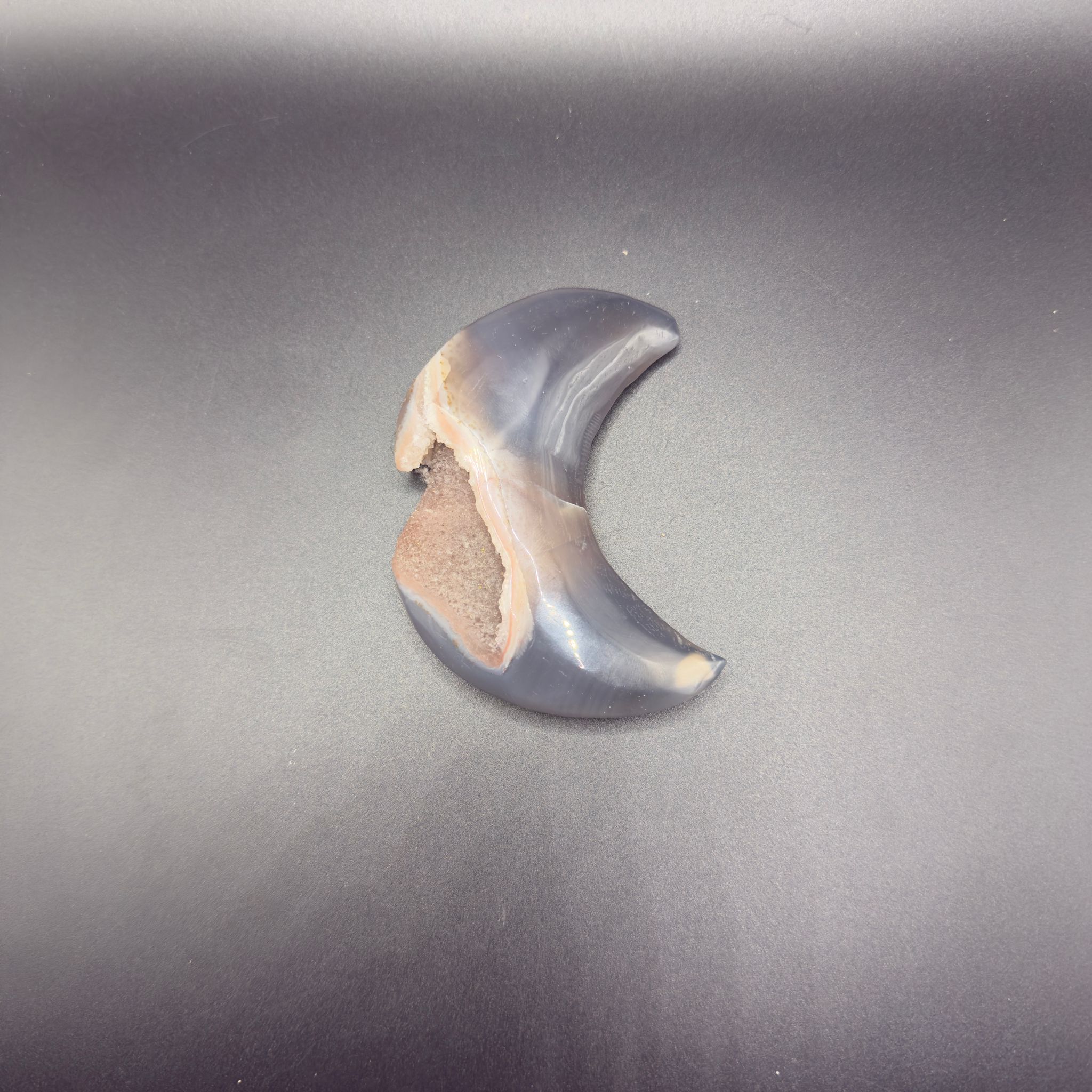 Agate Moon with Druzy Pocket | Balance & Stability | Crystals UK