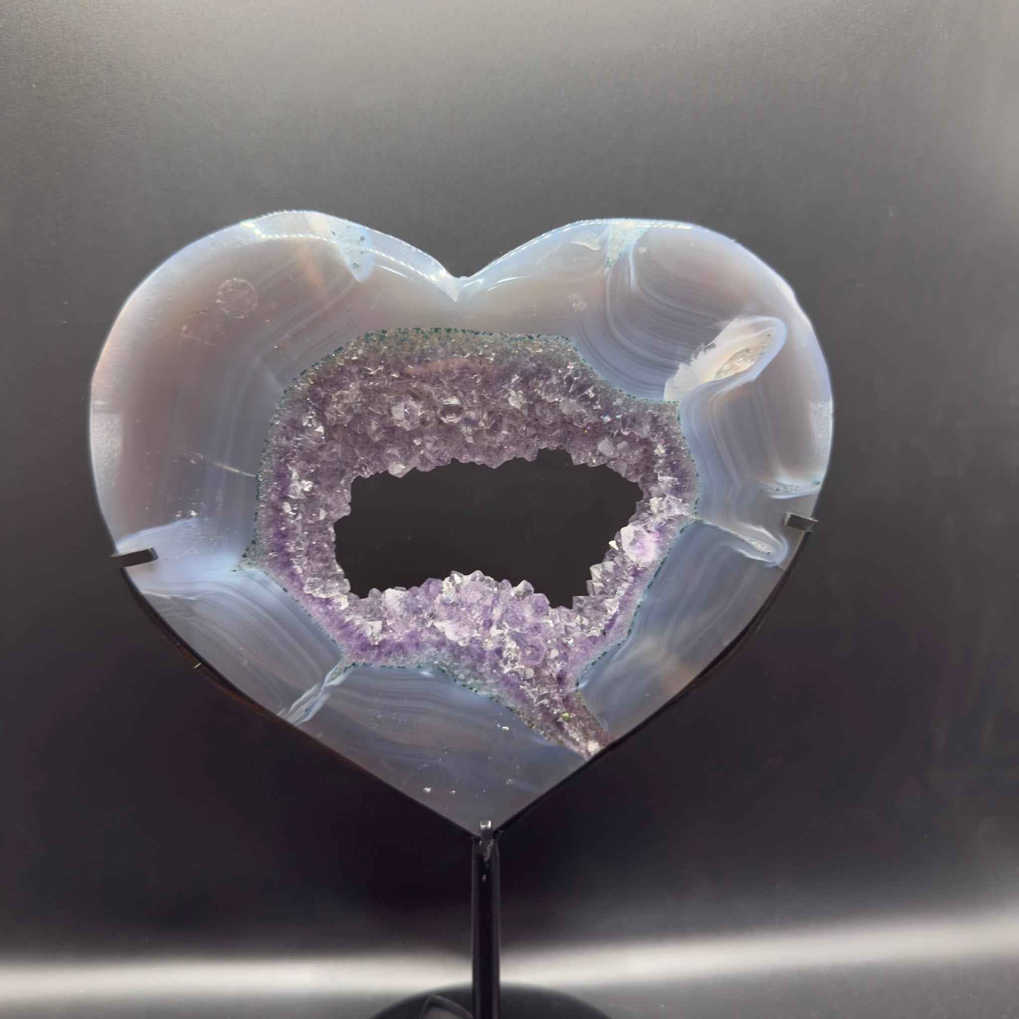 Amethyst Druzy Centre Heart | Calm & Intuition | Crystals UK