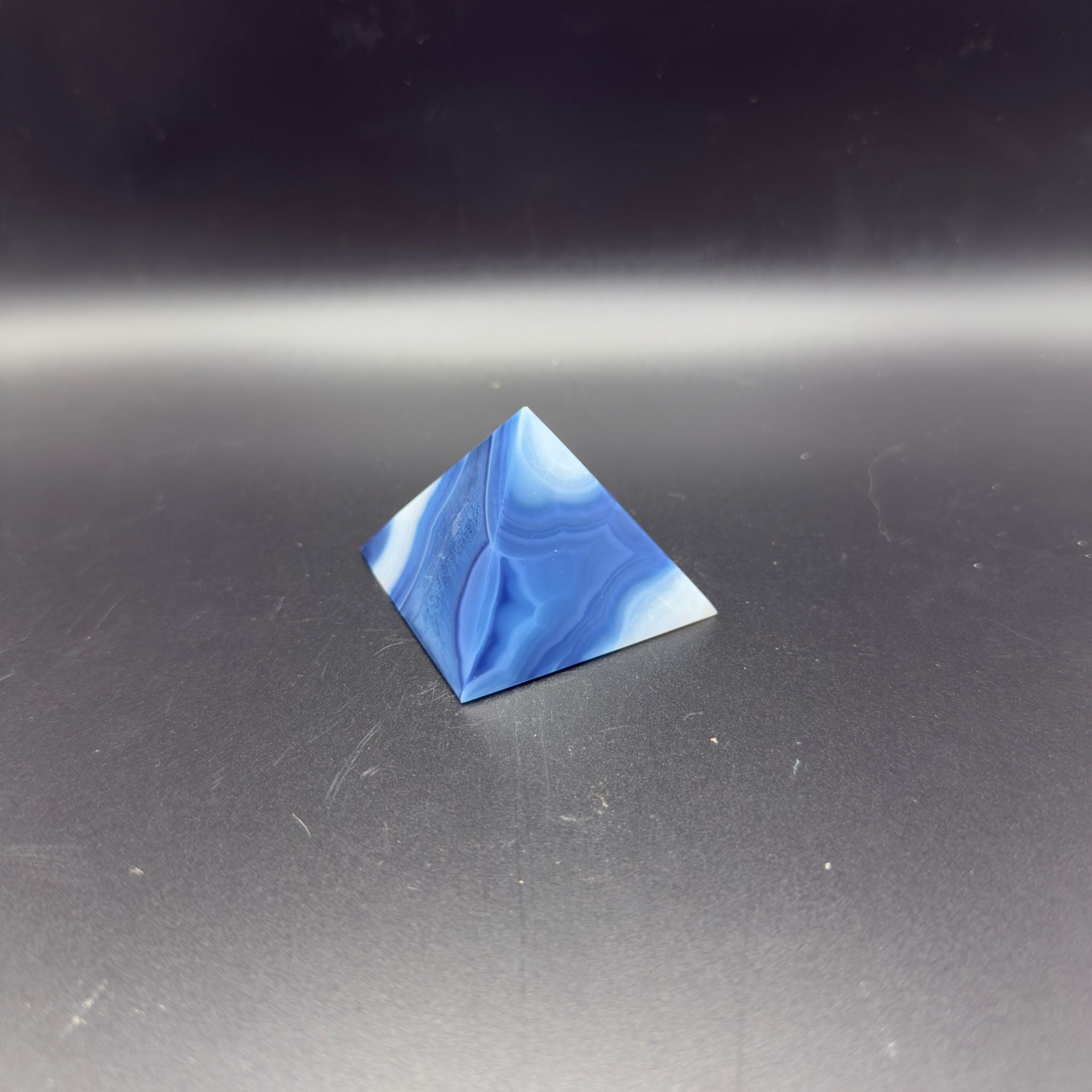 Blue Banded Agate Pyramid | Organisation & Protection | Crystals UK