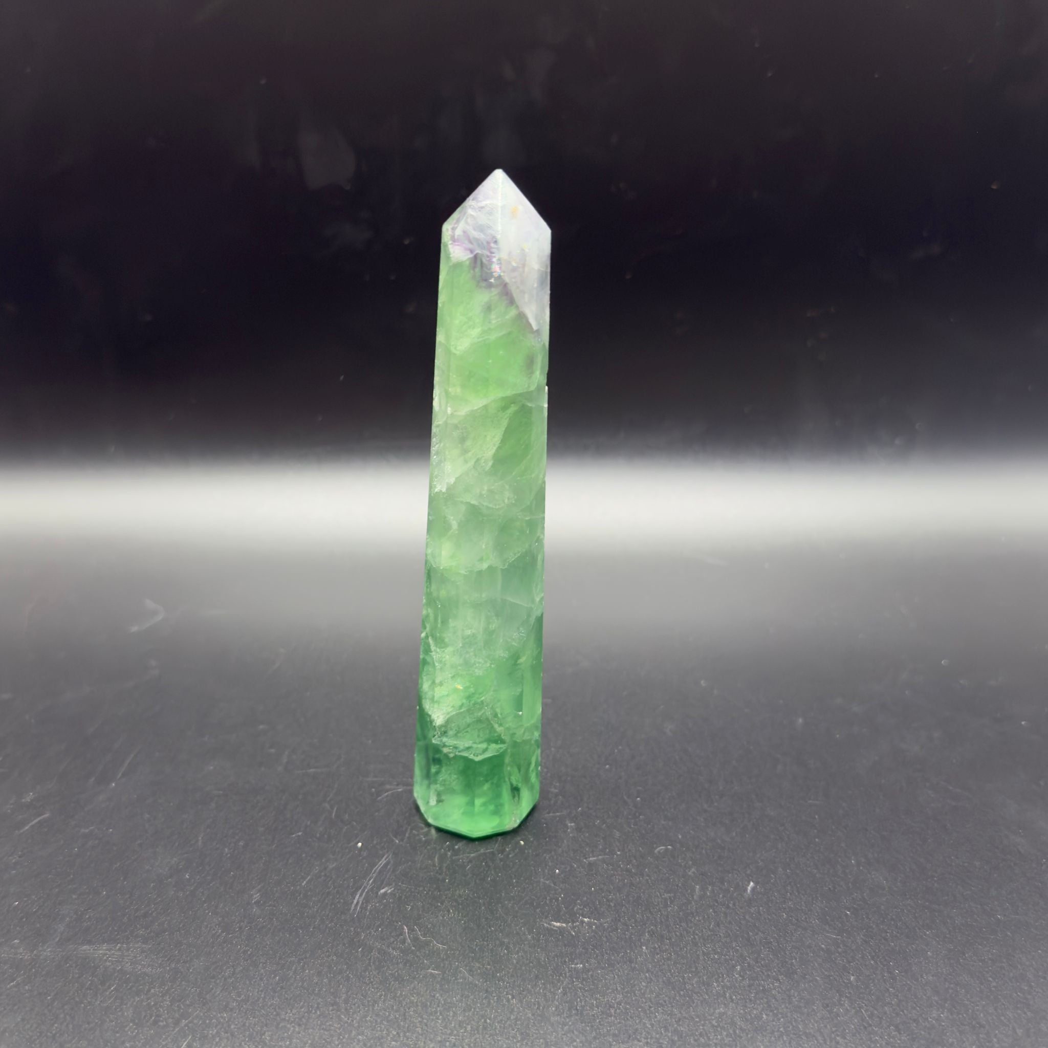 Green Fluorite with Purple Inclusion Tower | Focus & Grounding | Crystals UK