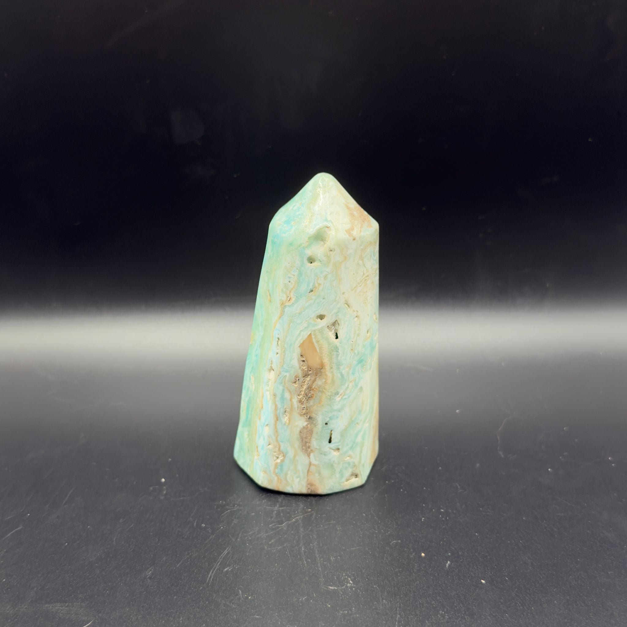 Blue Aragonite Tower (E)| Emotional Healing & Communication | Crystals UK