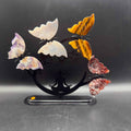 Metal Meditating Woman Stand with Amethyst, Agate, Tiger's Eye & Fire Quartz Butterflies | Crystals UK
