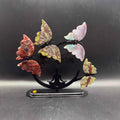 Metal Meditating Woman Stand with Ocean Jasper, Dragon’s Blood & Fire Quartz Butterflies | Crystals UK