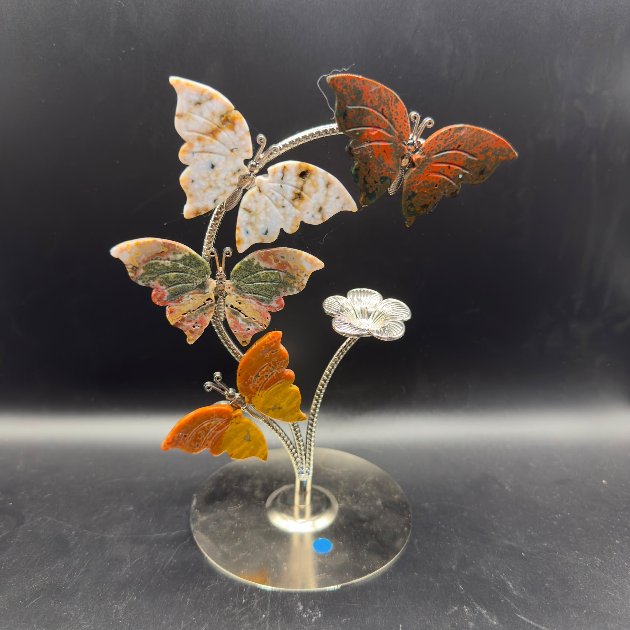 Ocean Jasper Butterfly Flock Sphere Holder | Joy & Relaxation | Crystals UK