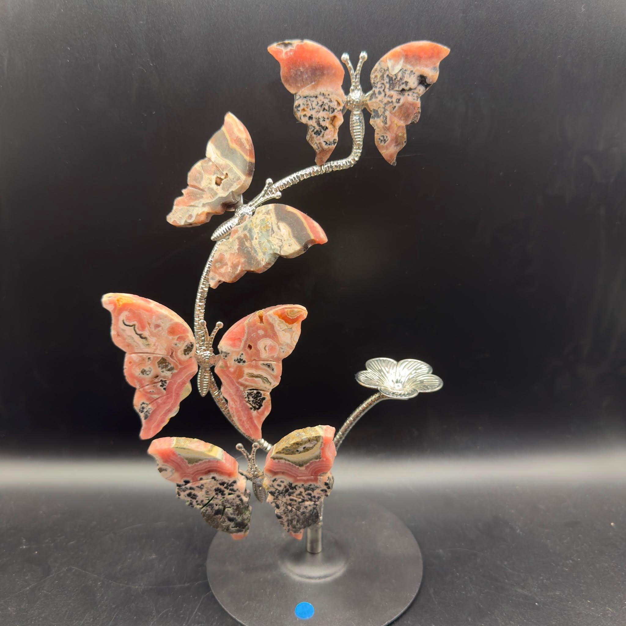 Rhodochrosite Butterfly Flock Sphere Holder | Deep Love | Crystals UK