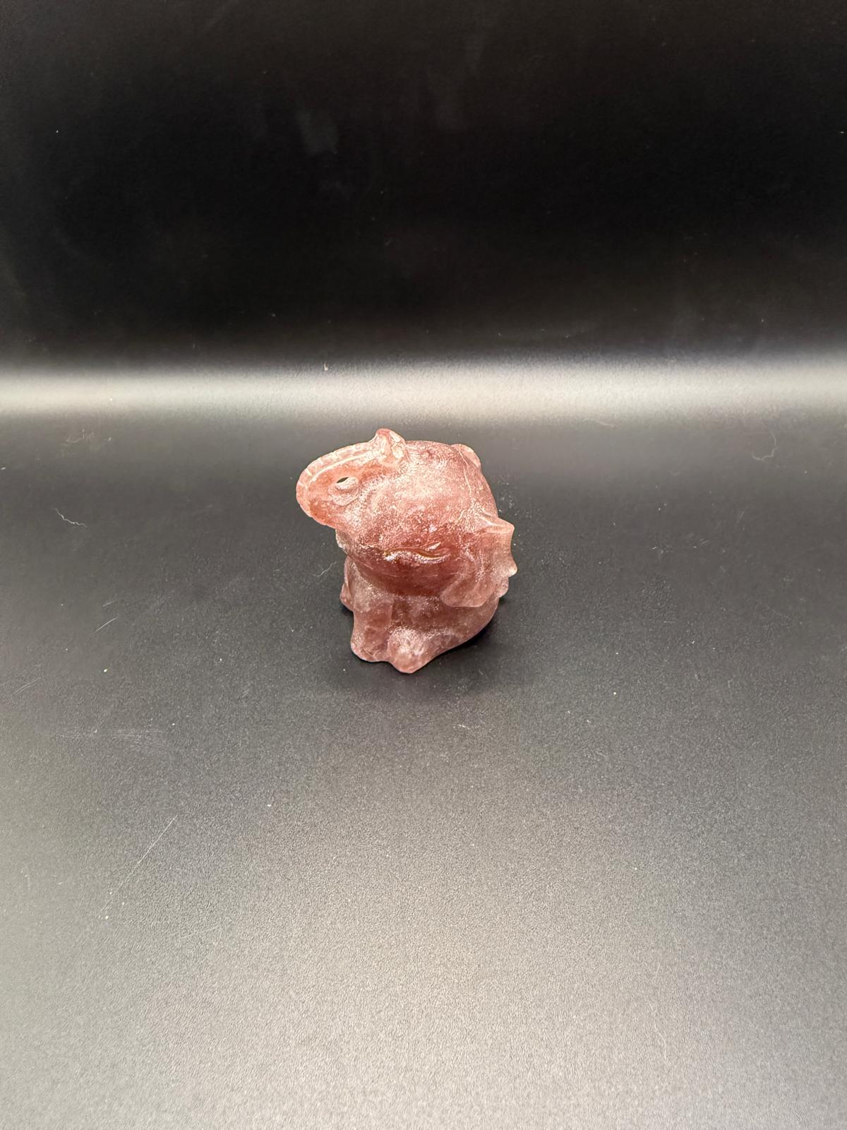 Strawberry Quartz Elephant Carving | Joy & Positivity | Crystals UK